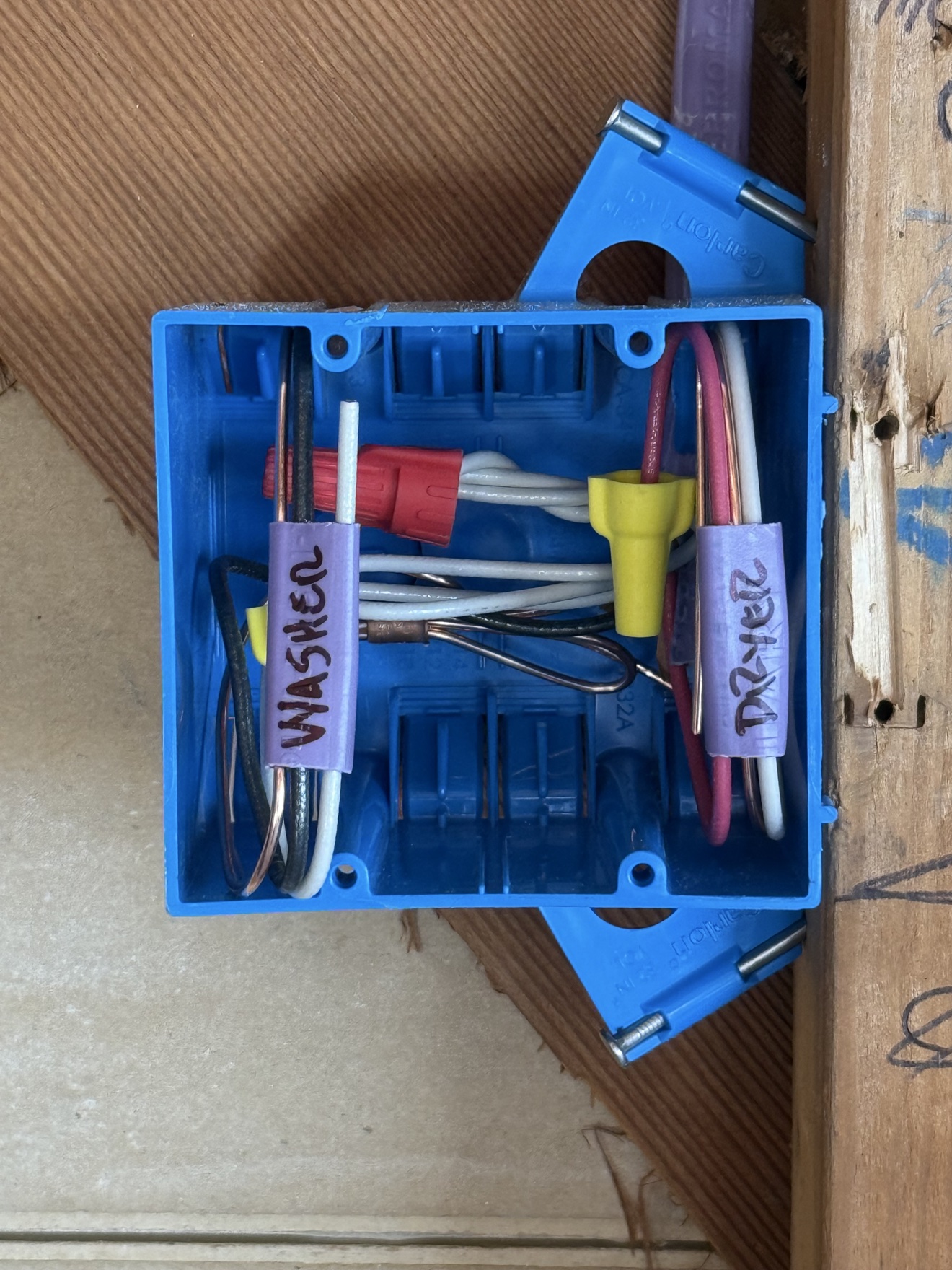 Dedicated washer and dryer circuits, neatly labeled in panel box